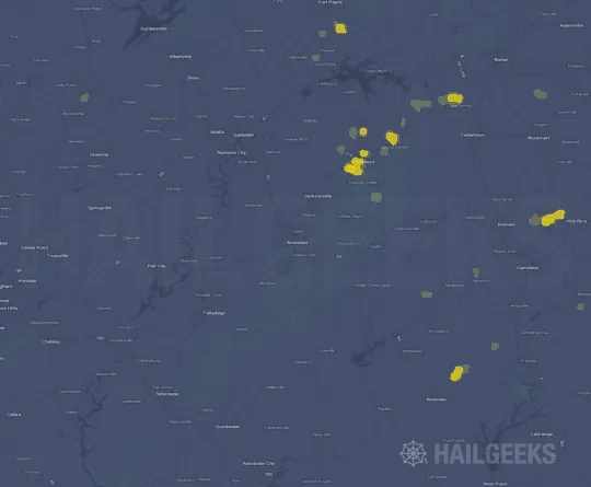 Hail map for Anniston, AL