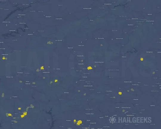 Hail map for Asheville, NC