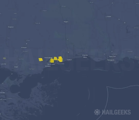 Hail map for Gulfport, MS