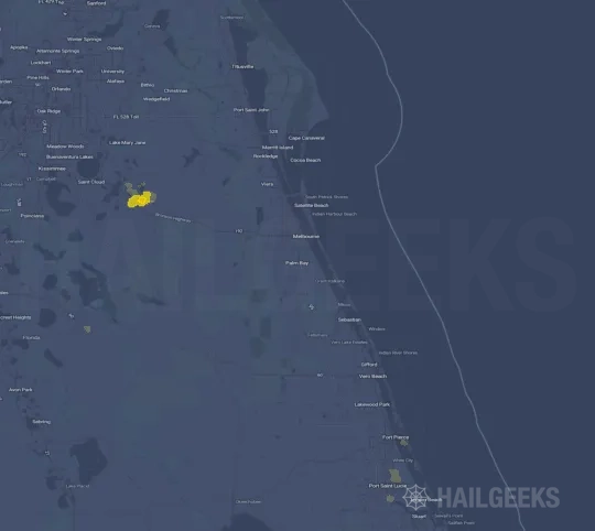 Hail map for Palm Bay, FL