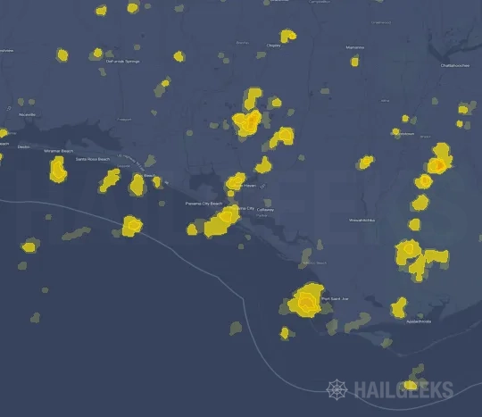 Hail map for Panama City, FL