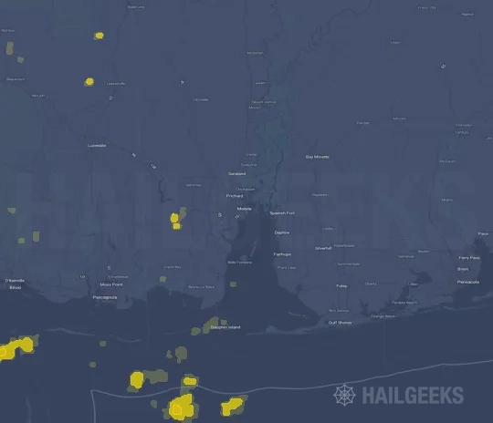 Hail map for Mobile, AL