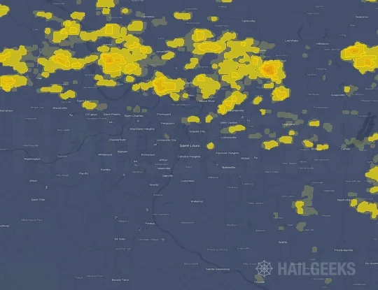 Hail map for Saint Louis, MO