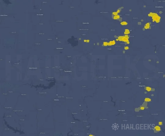 Hail map for Texarkana, AR