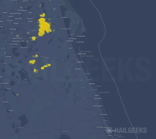 Hail map for Palm Bay, FL