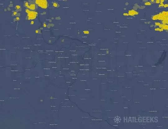 Hail map for Saint Louis, MO