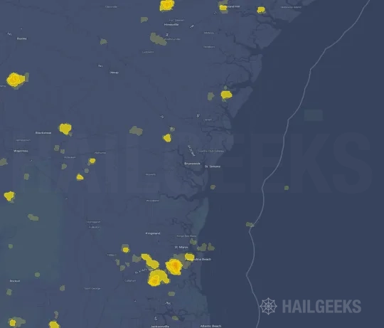 Hail map for Brunswick, GA