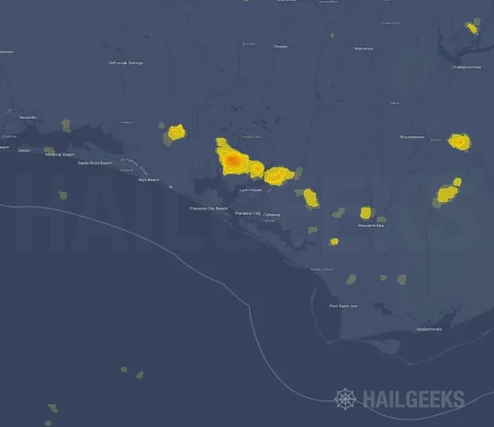 Hail map for Panama City, FL