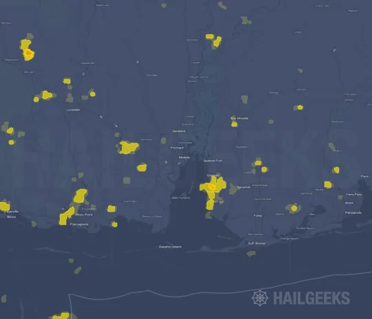 Hail map for Mobile, AL