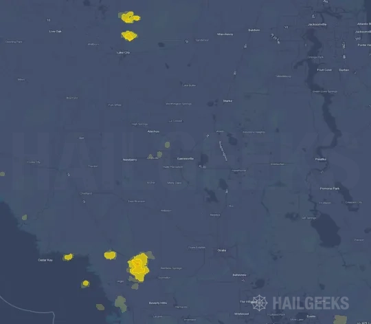 Hail map for Gainesville, FL on Jul 24, 2025