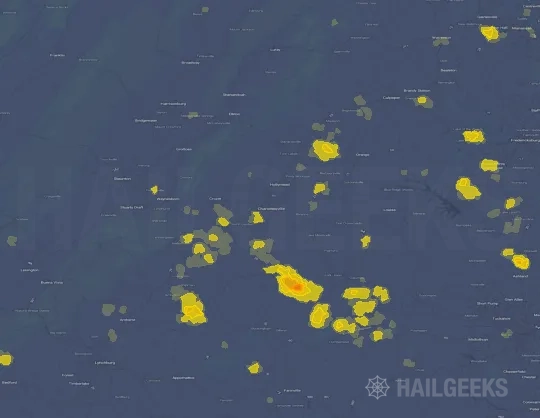 Hail map for Charlottesville, VA