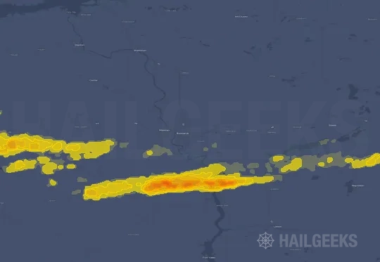 Hail map for Bismarck, ND
