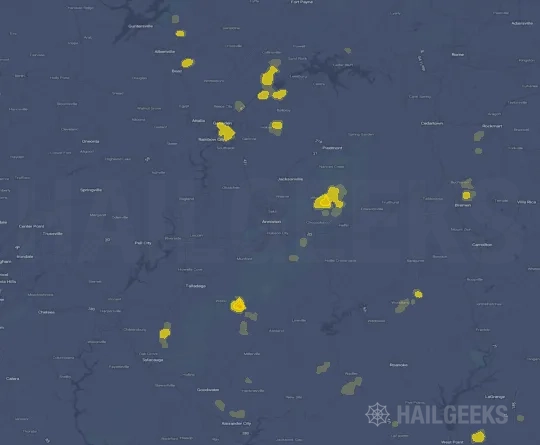 Hail map for Anniston, AL