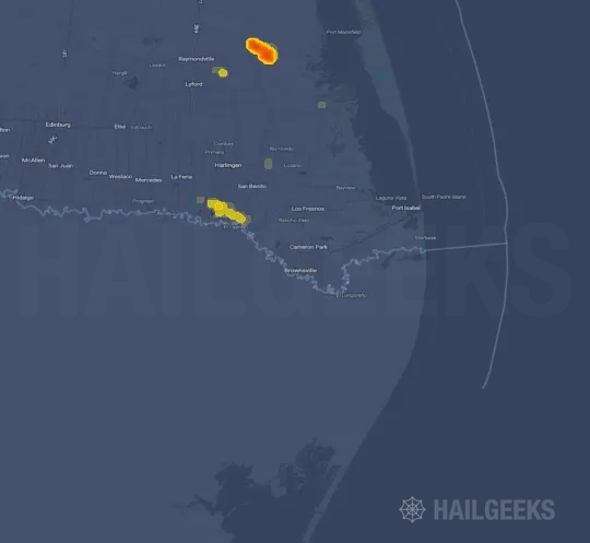Hail map for Brownsville, TX