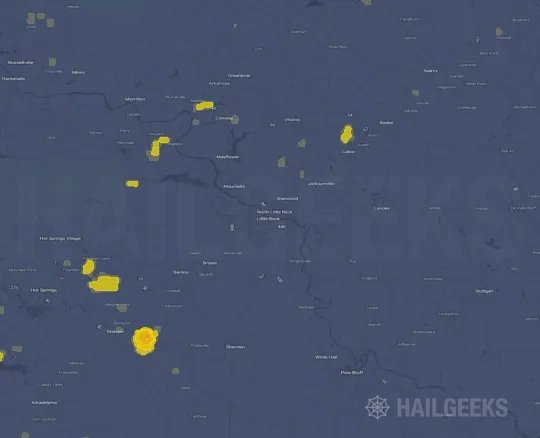 Hail map for Little Rock, AR