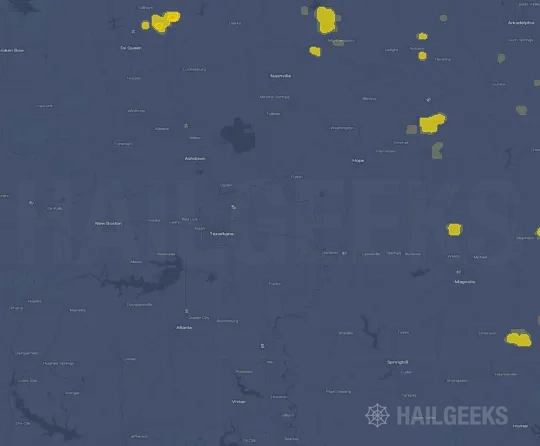 Hail map for Texarkana, AR
