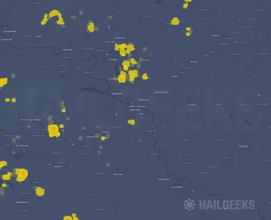 Hail map for Little Rock, AR