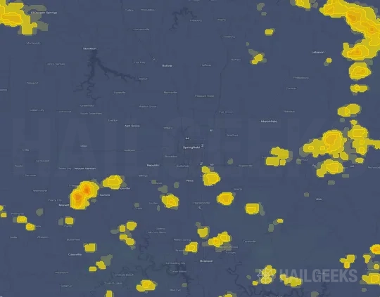 Hail map for Springfield, MO