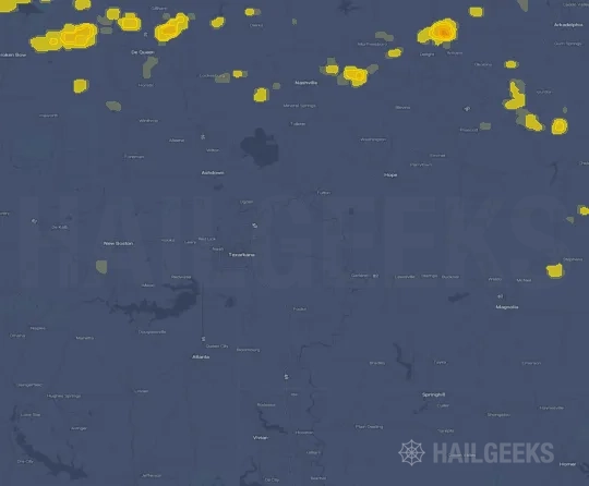 Hail map for Texarkana, AR