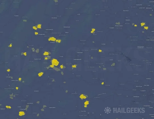 Hail map for Charlottesville, VA