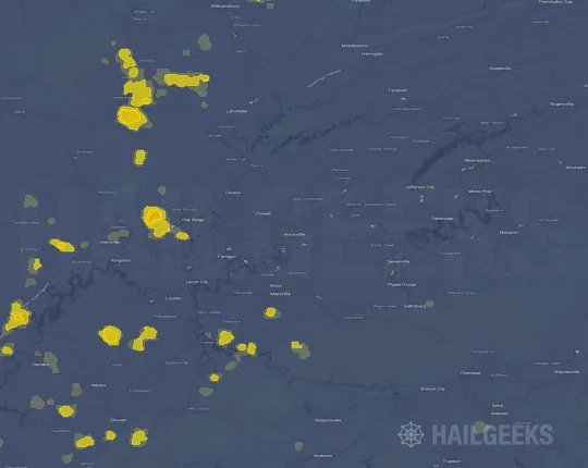 Hail map for Knoxville, TN