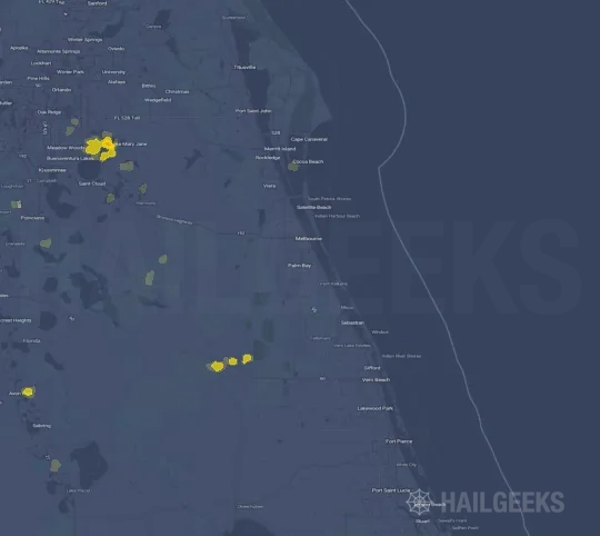 Hail map for Palm Bay, FL
