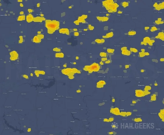 Hail map for Texarkana, AR