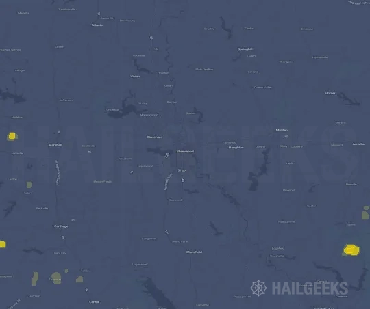 Hail map for Shreveport, LA