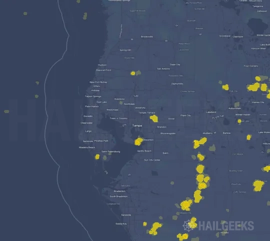 Hail map for Tampa, FL