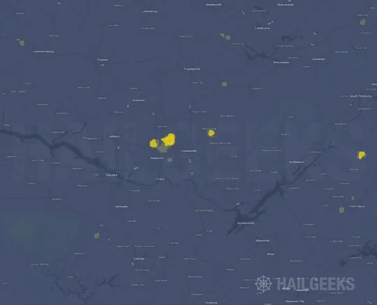 Hail map for Huntsville, AL