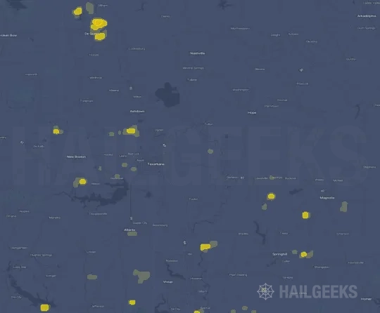 Hail map for Texarkana, AR