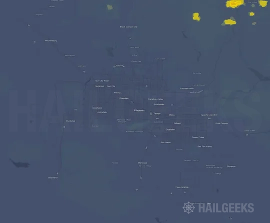 Hail map for Phoenix, AZ on Aug 12, 2025
