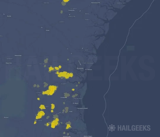 Hail map for Brunswick, GA