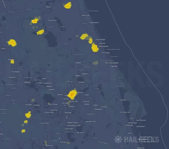 Hail map for Deltona, FL
