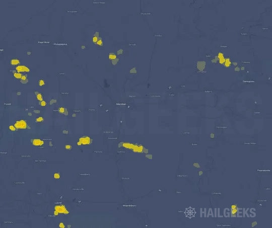 Hail map for Meridian, MS