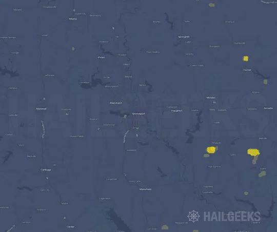 Hail map for Shreveport, LA