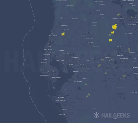 Hail map for Tampa, FL
