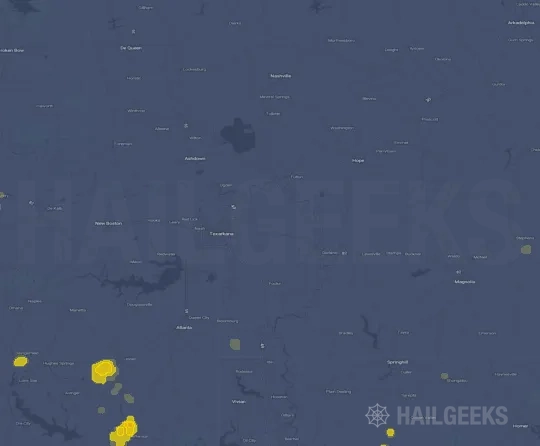 Hail map for Texarkana, AR
