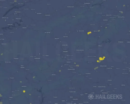 Hail map for Asheville, NC
