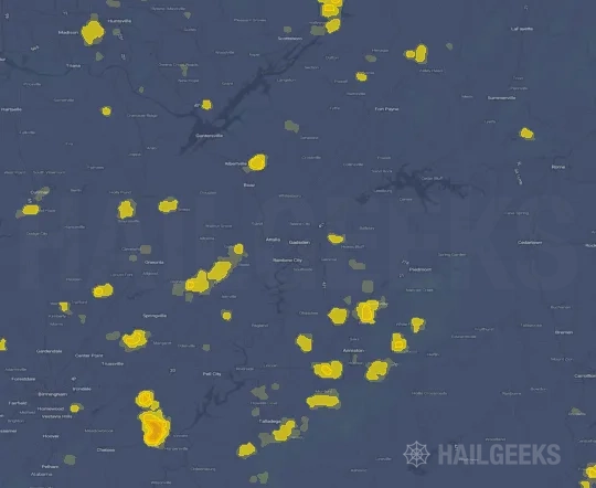 Hail map for Gadsden, AL
