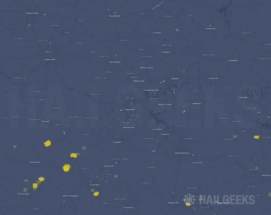 Hail map for Nashville, TN