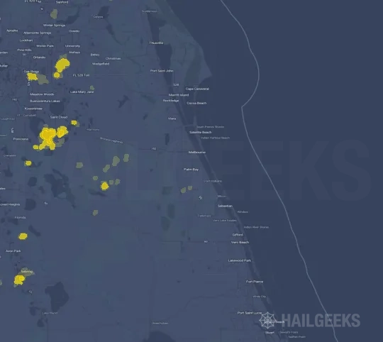 Hail map for Palm Bay, FL