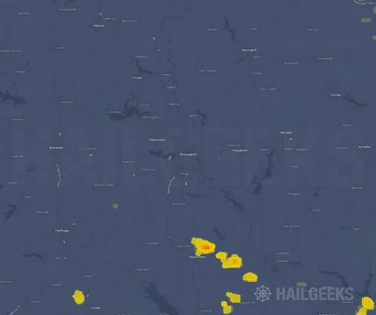 Hail map for Shreveport, LA
