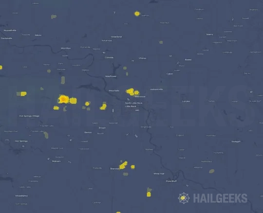 Hail map for Little Rock, AR