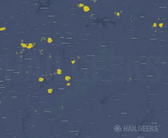 Hail map for Anniston, AL
