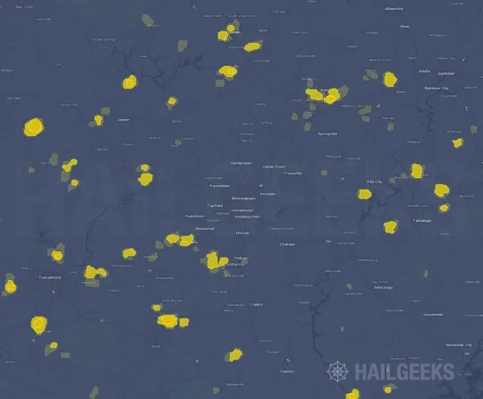 Hail map for Birmingham, AL