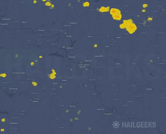 Hail map for Little Rock, AR