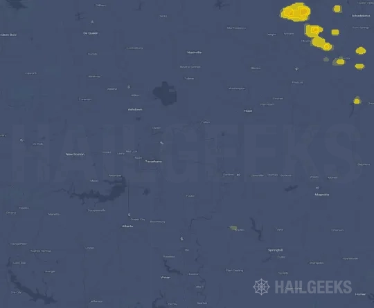 Hail map for Texarkana, AR
