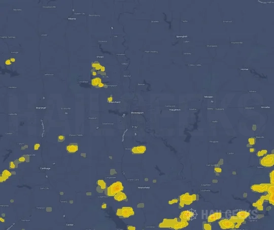 Hail map for Shreveport, LA