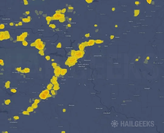 Hail map for Little Rock, AR